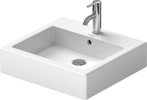 Duravit Aufsatzbecken Vero 50cm, Weiss, mit Überlauf, mit Hahnlochbank, 1 Hahnloch, Farbe: Weiß mit Wondergliss - 04525000001