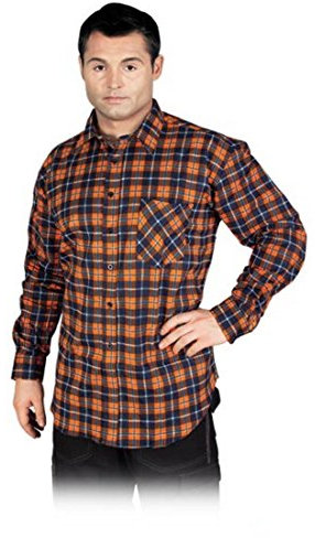 REIS Kf-Gpm - Camicia di Flanella, Taglia M, Colore: Blu Scuro/Arancione