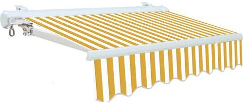Toldo Cofre para balcón, con brazos extensibles, de color blanco/amarillo, 300 x 250 cm