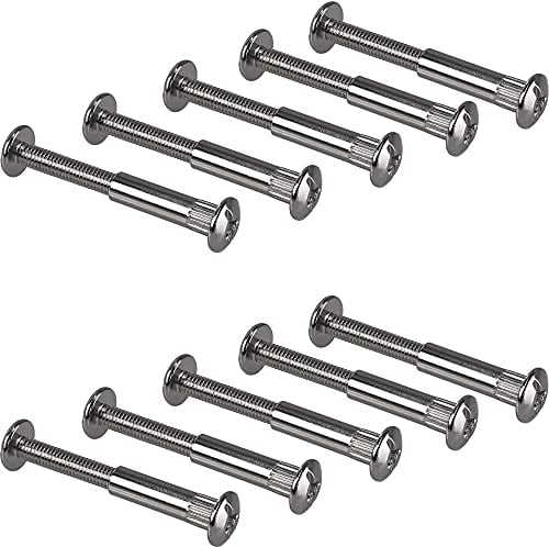 Gedotec Vis de meuble M6 | 10 pièces - vis à douille | Connecteur acier nickelé | Épaisseur du bois 56-65 mm | Connecteur de meuble Connecteur d'armoire à fente cruciforme PZ2 et lame plate
