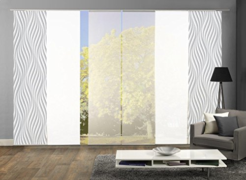 Home Fashion 6 Schiebegardinen Waves blickdichte & transparente, grau, 245x60 cm
