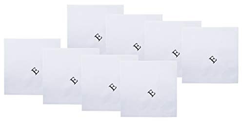 Retreez Taschentücher für Herren, 8-teilig, reine Baumwolle, Monogramm, Geschenk-Set, E-Initiale, weiß, Einheitsgröße