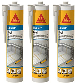 SIKA Lot de 3 Mastic Silicone Sikasil Pool - Joint pour Piscine Transparent - 300ml