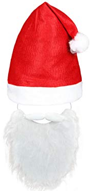 Alsino Weihnachtsmütze mit Bart Weihnachtsmann Mütze Santa Rauschebart Set Nikolausmütze Erwachsene Jugendliche Kv-221