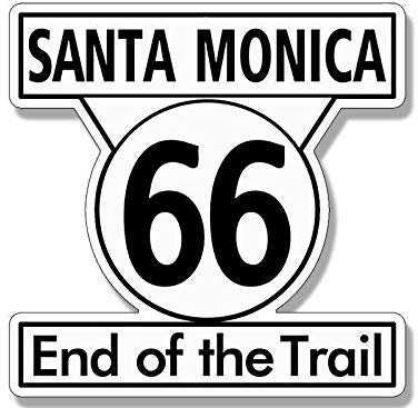 Sticker-Designs 10cm! Klebe-Folie Wetterfest Made-IN-Germany Santa Monica 66 end of The Trail Highway UV&Waschanlagenfest Auto-Aufkleber Profi-Qualität! F1663