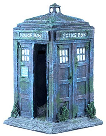 Aquarium Decorative Figurine, Home or Fish Tank Design, Model Fish Tank Decor Police Booth Aquarium Ornament. 4.1 x 3.9 x 6.69inch