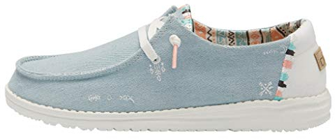 Hey Dude Wendy Schuhe Damen - Boho Light Denim - Komfort und Leichtigkeit - Ergonomische Memory Foam-Sohle - Hausschuhe Damen - Damenschuhe Entworfen in Italien und Kalifornien Größe EU 39