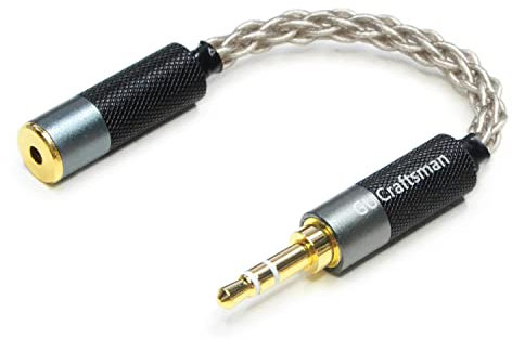 GUCraftsman Cavo adattatore per cuffie portatile da 3,5 mm maschio a 2,5 mm femmina bilanciata 6N singolo cristallo argento jack per cuffie convertire il cavo per lettori audio con porte da 3,5 mm