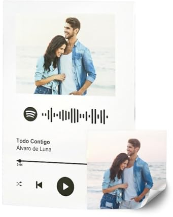 CUAC REVOLUTION Placa Spotify Personalizada con Foto y Canción Favorita. Placa Personalizada de Metacrilato con Código Escaneable. Regalo Original Personalizado para San Valentín.