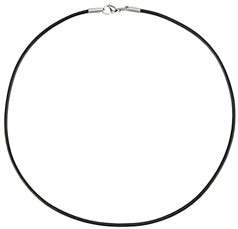 Auroris Echtleder Kette schwarz Dicke 2mm mit Karabinerverschluss ohne Verbindungsring aus Edelstahl/Länge: 42cm