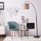 Lightbox moderne Bogenlampe - Stehleuchte mit dekorativem Stoffschirm - geeignet für 1x E27 Leuchtmittel - Metall/Textil Schwarzmatt/Grau - 1,8m Höhe