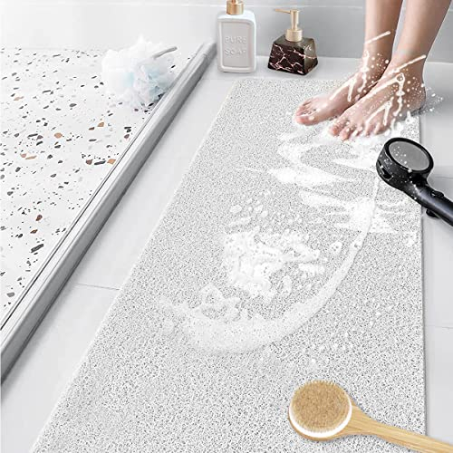 Duschmatte rutschfest, Weich Komfort Sicherheits Badewannenmatte mit Ablauflöchern, PVC-Luffa Massage Duschmatten für Nassbereiche, Schnell trocknend (Weiß, 40 x 80 cm)