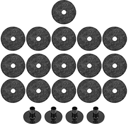 VGEBY 20Pcs Cymbal Replacement Accessories, 4 Pcs Plastic Cymbal Sleeves & 16 Pcs Felt Washers (Grey) for Most Drum Kits