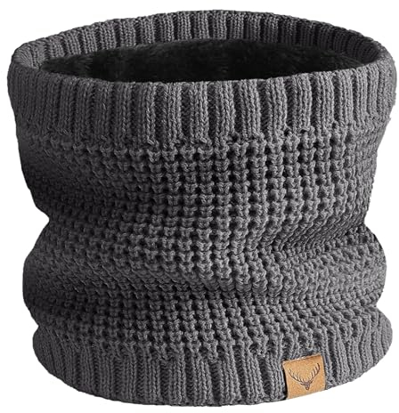 NEOLA Winter Neck Warmer - Thermal Knitted Snoods Windproof Fleece Lined Circle Scarf Soft Warm Neck Gaiter Gifts for Mens Cycling Skiing Motorcycle