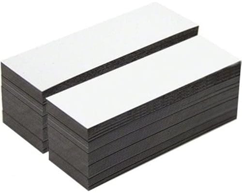 MagFlex® Lite 120mm Long x 40mm Wide Flexible Magnetic Labels - Gloss White Dry Wipe Surface (100 Sheets)