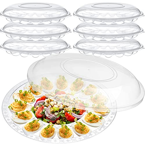 Shellwei 6 Pcs Deviled Egg Tray with Lid, 15 Slots Reusable Container