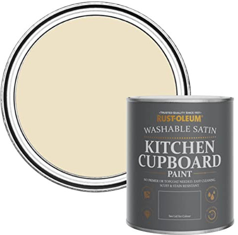 Rust-Oleum Cream Scrubbable Kitchen Cupboard Paint in Satin Finish - Featherstone 750ml