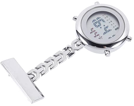 Mikikit Schwesterntisch Clip-on-Uhr Schwesternuhren Für Damen Für Abzeichen Uhr Mit Silikonhülle Einziehbare Uhr Digitaluhr Tragbar Fräulein Gehäuse Material: Legierung