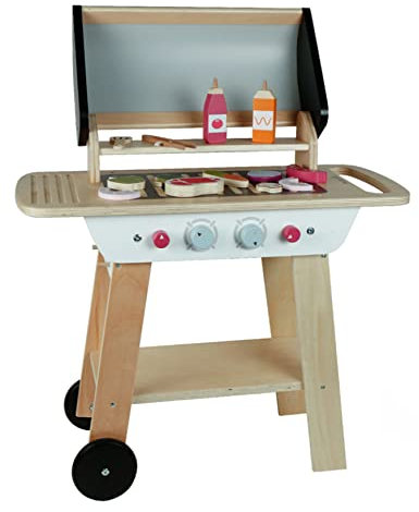EverEarth Set de Juego Barbacoa de Madera sostenible – Juguete Infantil con Barbacoa y Accesorios – Juego Educativo para Jugar con imaginación con Pinturas al Agua inocuas – Set de Barbacoa EE33905