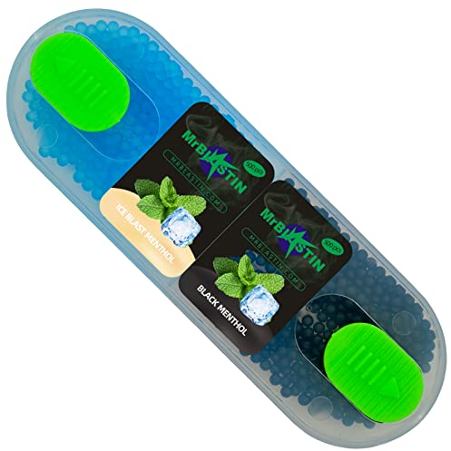 MrBlastin 1000 Stück 500 Schwarz Menthol und 500 Ice Blast Mint Zigaretten Kugeln Crushballs, Spenderbox mit Aromatisiertem Pop-Aroma, Zigarettenetuis, Kapseln Filterspitze, Click