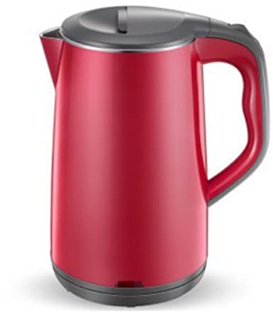 FairUo Teteras, Tetera de Acero Inoxidable, Hervidor de Agua Inalámbrico de 1500W Hirviendo Rápido, Calentador de Té de Agua Caliente 2L con Cierre Automático, para Café, Té, Bebidas/Rojo/18*18*23Cm
