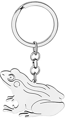 BAMAY Porte Clé Grenouille en Acier Inoxydable Or 18K pour Femmes Filles Cadeaux d'été Porte Clé de Voiture Porte Clé Grenouille (Plaqué Argent )