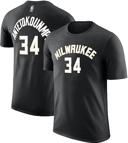 NBA Jungen Jugend 8-20 Offizielle Spieler Name & Nummer Game Time Performance Polyester T-Shirt, Giannis Antetokounmpo Milwaukee Bucks Schwarz, M