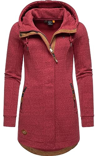 Ragwear Damen Leichter Sweatmantel Letty Intl. windabweisend mit Kapuze | Länge: oberschenkellang | Wärmegrad 1 von 3 – leichte Konstruktion | Windabweisend | ungefütterte Kapuze
