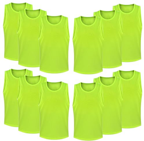 FIBOGOUP Fußball Trainingsweste,Fussball Leibchen Kinder Erwachsene,Fussballtraining Zubehör,Westen fürs Teamtrainin-Grün-M(115-145)