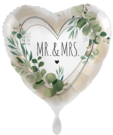 Herz-Folienballon * MR. & MRS. * als Deko oder Geschenk für die Hochzeit | Größe: 43cm | Luftballon Ballon Vermählung Verlobung