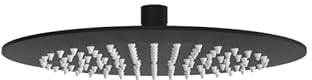 Soffione Doccia Tondo Diametro 200 MM, Colore Nero Opaco, Soffione Doccia Effetto Pioggia Con Snodo Orientabili, Installazione Interna ed Esterna, Soffione Doccia A Muro In Acciaio Inox