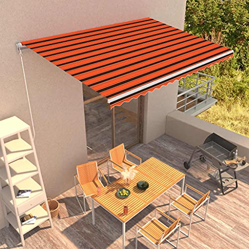 Gelenkarmmarkise,Sonnenschutzeinziehbare Markise Handbetrieben 450 X 300 cm Orange Und Braunideal FüR Den Einsatz Im Freien, FüR TüRöFfnungen, Terrassen, Balkone Und Fenster