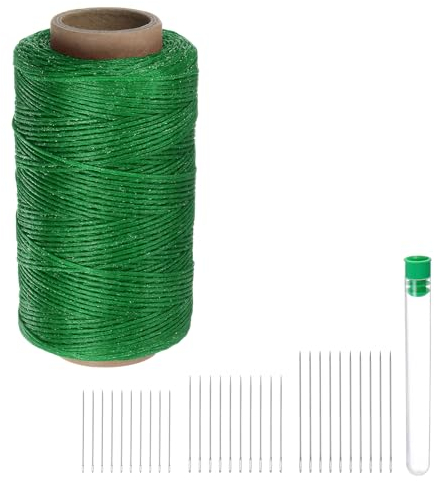 QUARKZMAN Hilo para Coser de Tapicería 260m 150D Hilo de Poliéster Encerado Resistente al Desgaste Cordón de Bordado Hilo de Algodón con 30 Agujas Verde Bosque