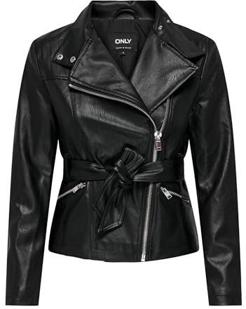 ONLY Onlmanilla-Biker in Finta Pelle, Colore: Otw Giacca da Motociclista, Nero, M Donna