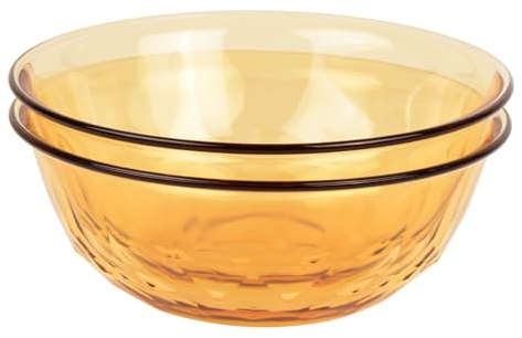Chas Bete Ensaladera de vidrio 23cm 2 piezas, ensaladeras grandes premium, ensaladera cristal aptos para lavavajillas y horno, 2L, ámbar