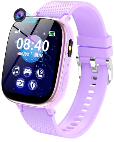 PTHTECHUS Kinder Smartwatch - Uhr Telefon für Mädchen Jungen mit Anruf, SOS, Spiele, Schrittzähler, Musik, Hörbuch, Kamera, Wecker, Kinder Uhren Geschenk für Kinder 4-12 Jahre, Kids Smart Watch