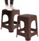 KADAX Hocker aus Kunststoff, Tritthocker bis 120 kg, Rattanhocker mit Antirutschfüßen, Badhocker, Wohnhocker, Leichter Sitzhocker, Gartenhocker, Schemel (2 x Set Braun)