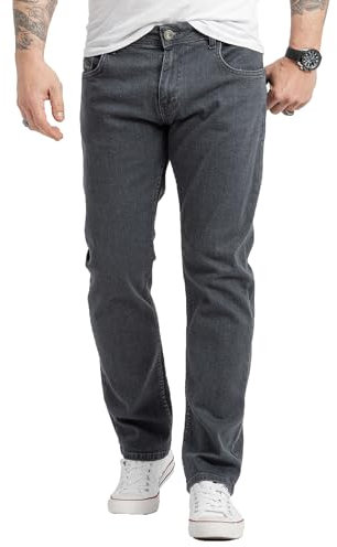 Rock Creek Herren Jeans Regular Fit Stretch Jeans Männerhose Herrenjeans Denim Hosen Herrenhose Straight Cut Stonewashed RC-2416 Dunkelgrau W40 L30