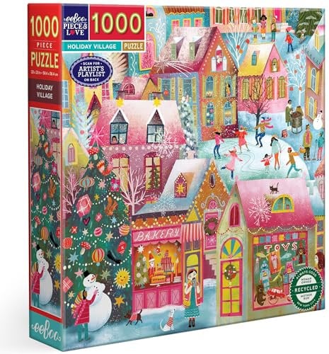 eeBoo PZTHYV Holiday Village 1000 Teile – Puzzle für Erwachsene aus recyceltem Karton – Tauchen Sie EIN in die Magie von Weihnachten