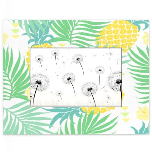 Yzrwebo Summer Palm Leaf Bilderrahmen, Ananas-Muster, horizontal, Tischdisplay oder Wandmontage, Holz-Bilderrahmen für Fotos, Geschenk, Heimbüro-Dekor