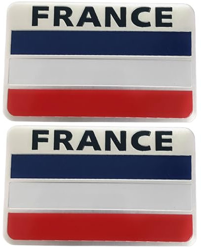 NASSMOSSE Autocollants Français 2PCS 3D National France Drapeau Autocollants De Voiture Autocollants De Logo De Voiture en Métal Autocollants pour Voitures Casque De Moto 3,2x2 Pouces 1
