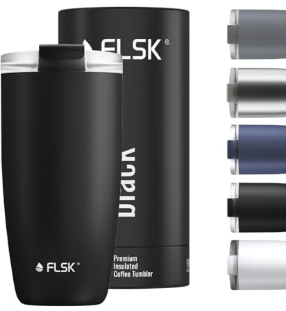 FLSK Tumbler – Premium coffee to go-Becher aus Edelstahl – 100 % auslaufsicher, BPA-frei & doppelwandig – hält 3 h heiß (black, 500 ml)