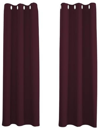 Happy Homewares Burgundy Blackout Curtains - 46 x 63 Inch Drop - Elegant Eyelet Curtains with Thermal Insulation - 2 Panels for Bedroom or Living Room