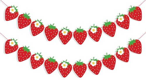 FAKTEEN Erdbeer-Girlande, Banner, Erdbeer-Geburtstagsparty-Dekorationen, tropische Früchte, Babyparty, Hochzeit, Party, Zubehör, Foto-Requisiten, Zuhause, Klassenzimmer, Büro, hängende Dekoration