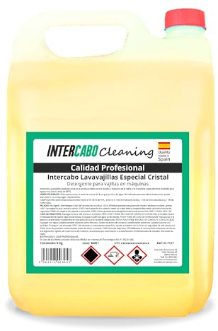 Detergente lavavajillas automático 6 kg - garrafa especial para cristal - fórmula antirrayas y abrillantadora -limpieza profesional de copas, vasos y loza en hostelería y colectividades - Intercabo