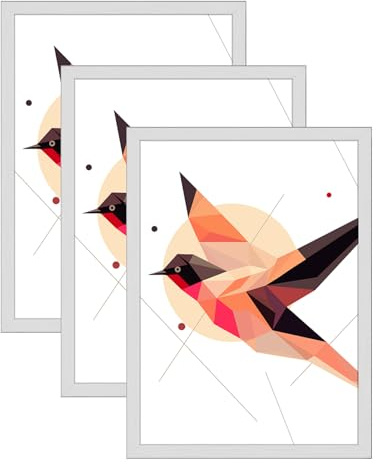 Homewit Bilderrahmen 40x60 cm Silber, 3er-set Bilderrahmen Aluminium mit Glas & MDF, Moderner Fotorahmen Rahmen zum Aufhängen für Fotos/Bilder/Collage/Poster