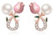 Reffeer Ohrstecker aus massivem 925er-Sterlingsilber, rosa Blumen-Ohrstecker für Damen, Tulpen-Perlen-Ohrstecker (C-Roségold)