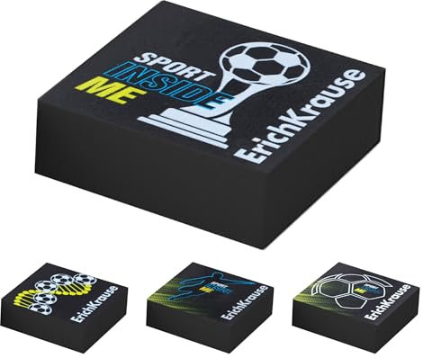 Radiergummi 3,2x3,2x1,1cm mit Fußball Motiv 1 Stück sortiert - sehr weich & staubfrei Radierer aus thermoplastischem Gummi für Schule Büro Atelier Soft Eraser Sport Schwarz
