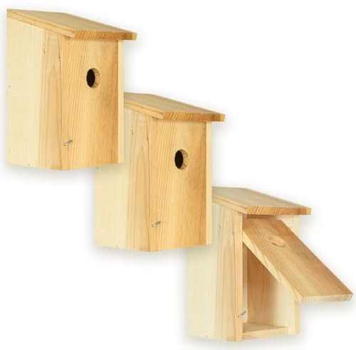 ITA Nistkasten 22x12x14 cm 3er Set - Vogelnistkasten für Draußen - Nisthilfe für Vögel - Wetterfest, zum Aufhängen, FSC Holz - Vogelhaus für Wildvögel wie Meisen & Rotkehlchen