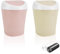 TIE-DailyNec Mini Waste Bin, Desktop Trash Can with Lid, Plastic Table Waste Bin, Small Swing Bin for Bathrooms, Offices, Studies, Dressers and Bedrooms (Pink, Beige)